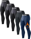 4 or 5 Pack Men's Thermal Compression Pants Fleece Lined Tights Leggings