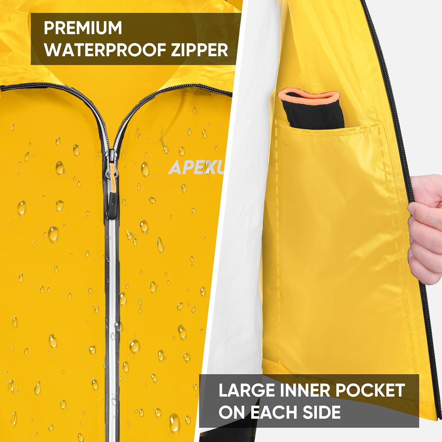 APEXUP Packable Rain Jacket Men Waterproof Lightweight Raincoat with Hood