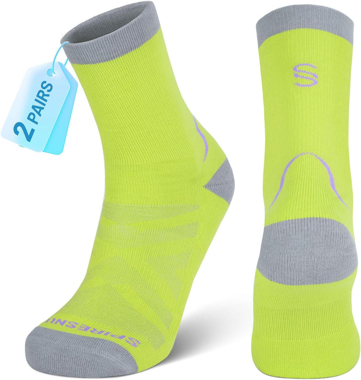 SPIRESNUG Moisture Wicking Crew Hiking Socks Women Men, 2-Pack