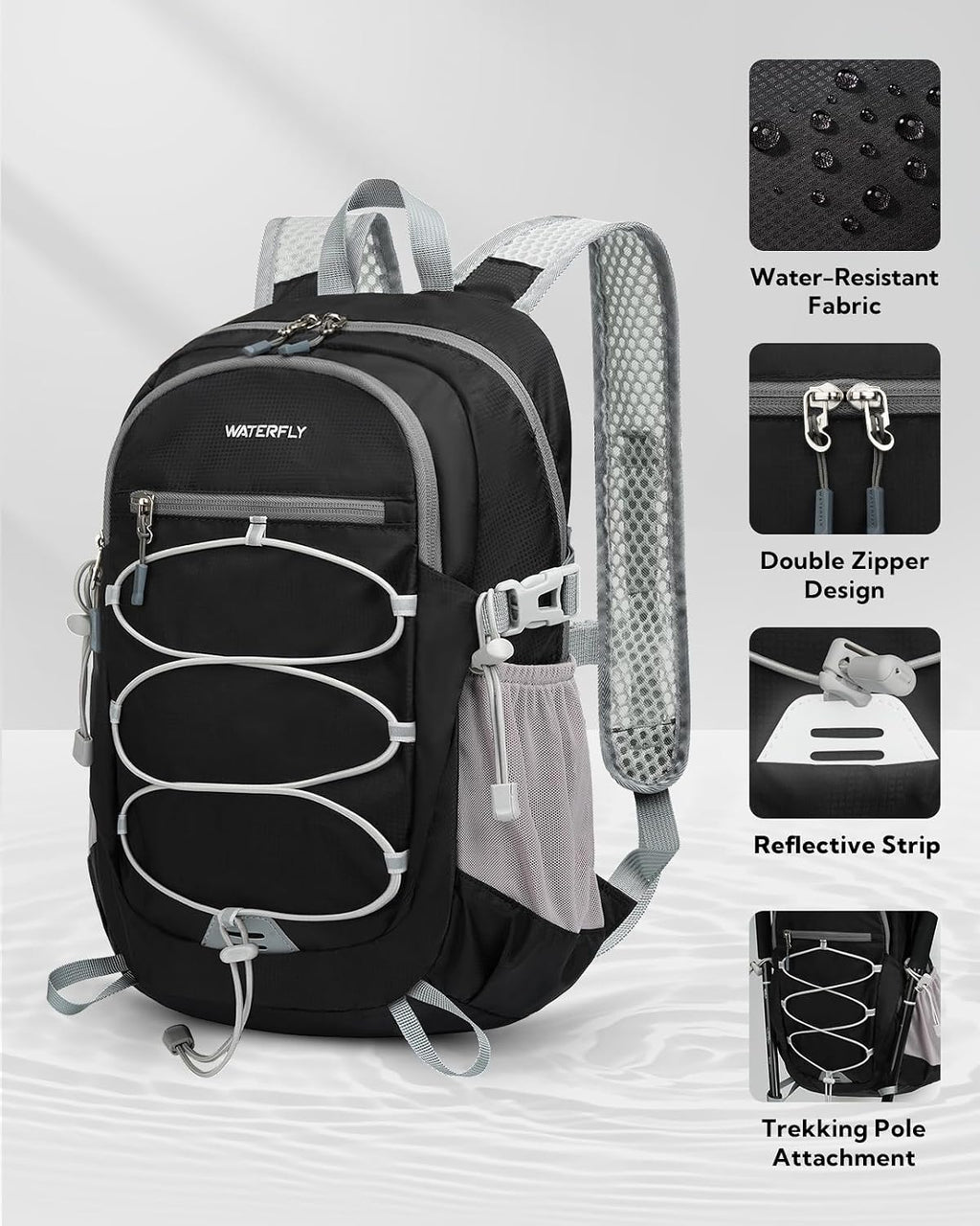 WATERFLY Small Lightweight Packable Backpack, Mini Foldable Travel Daypack