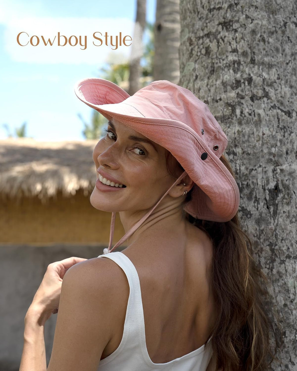 FURTALK Sun Hats for Women Ponytail Wide Brim Summer Packable Cowboy Hat