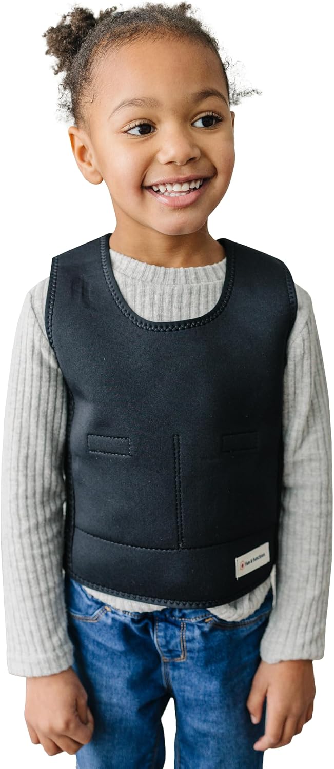 Fun and Function - Black Weighted Compression Vest for Kids & Adults - Calming Weighted Vest for Sensory Issues - For Toddlers, Kids, Teens & Adult - Black color is 1" Longer