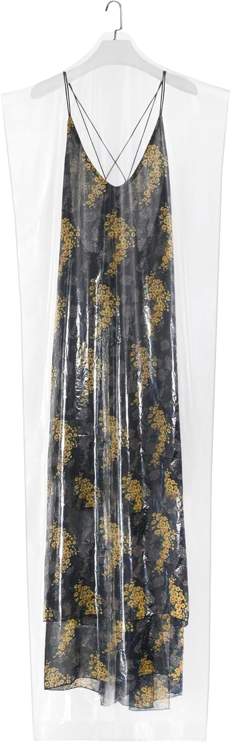 60-Pack Extra Long Dry Cleaning Bags for Clothes 72-Inch Long - Clear Plastic Garment Bags for Hanging Clothes, Dry Cleaner Plastic Clothing Cover for Suits, Gowns, Coat, Dance Costumes & Long Dresses