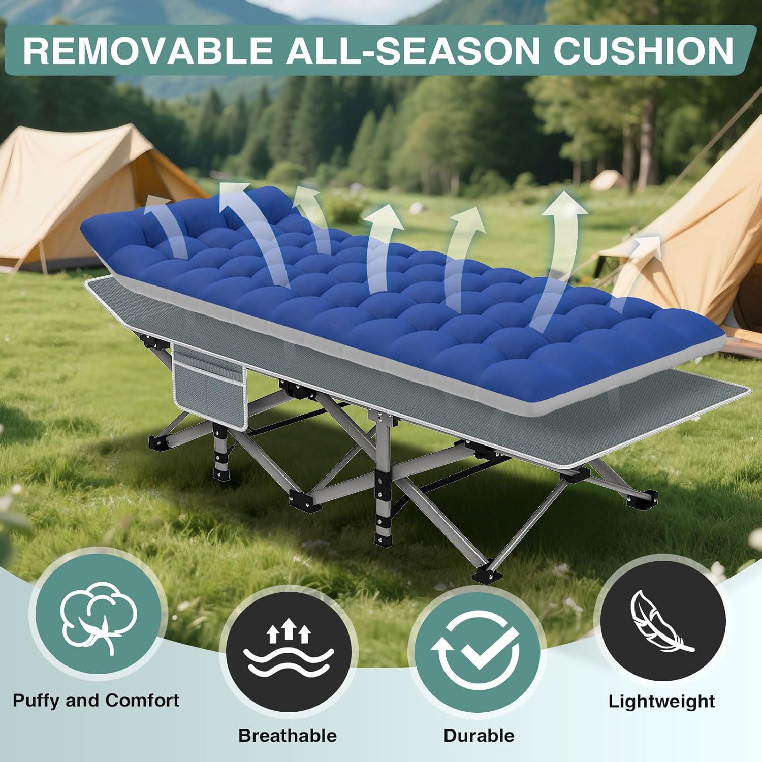 ZENPETIO Folding Camping Cot for Adults, 28" Heavy-Duty Portable Cots Bed