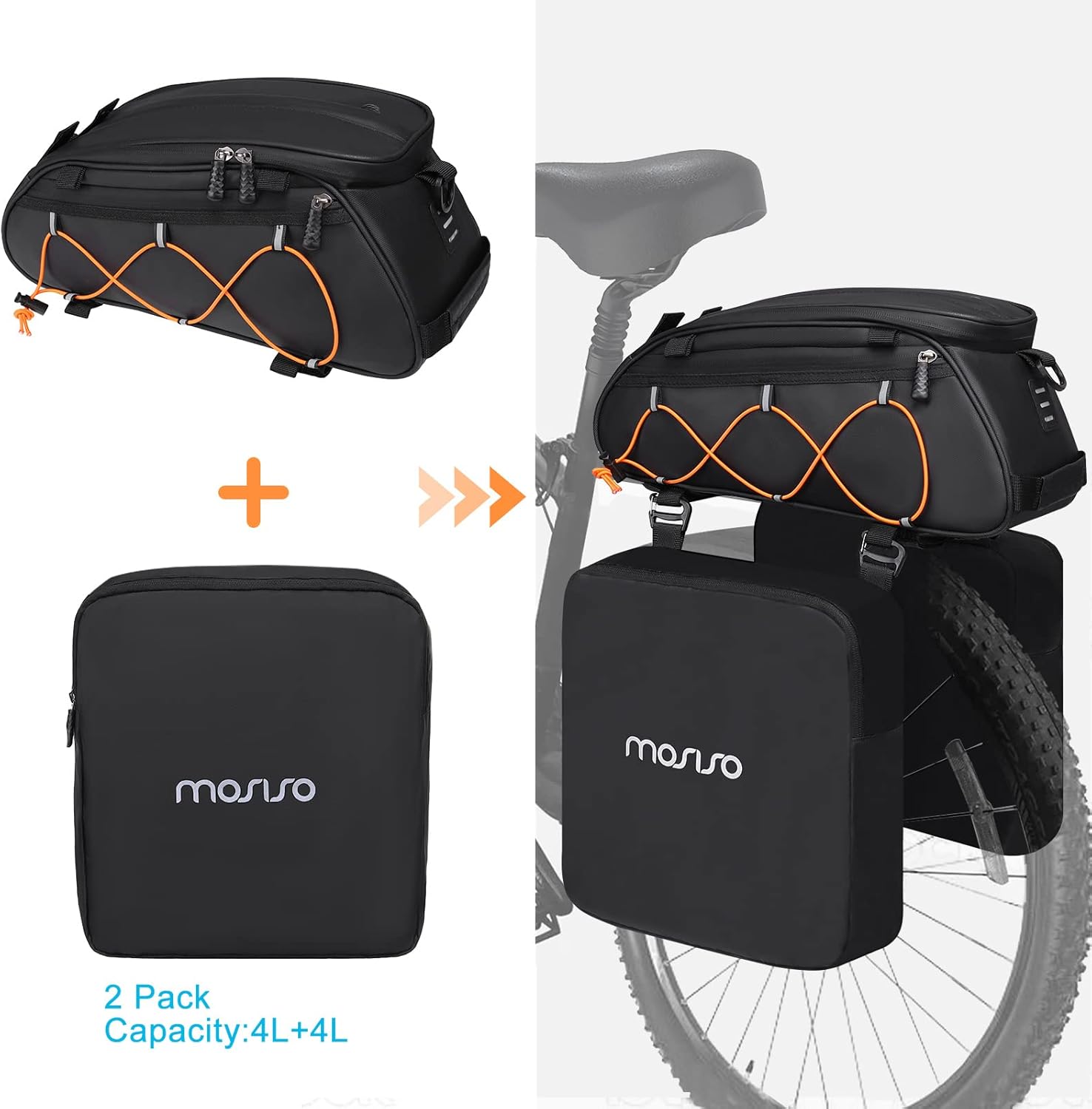 MOSISO Bike Rack Bag Bicycle Bike Trunk Cooler Storage Handbag, Black