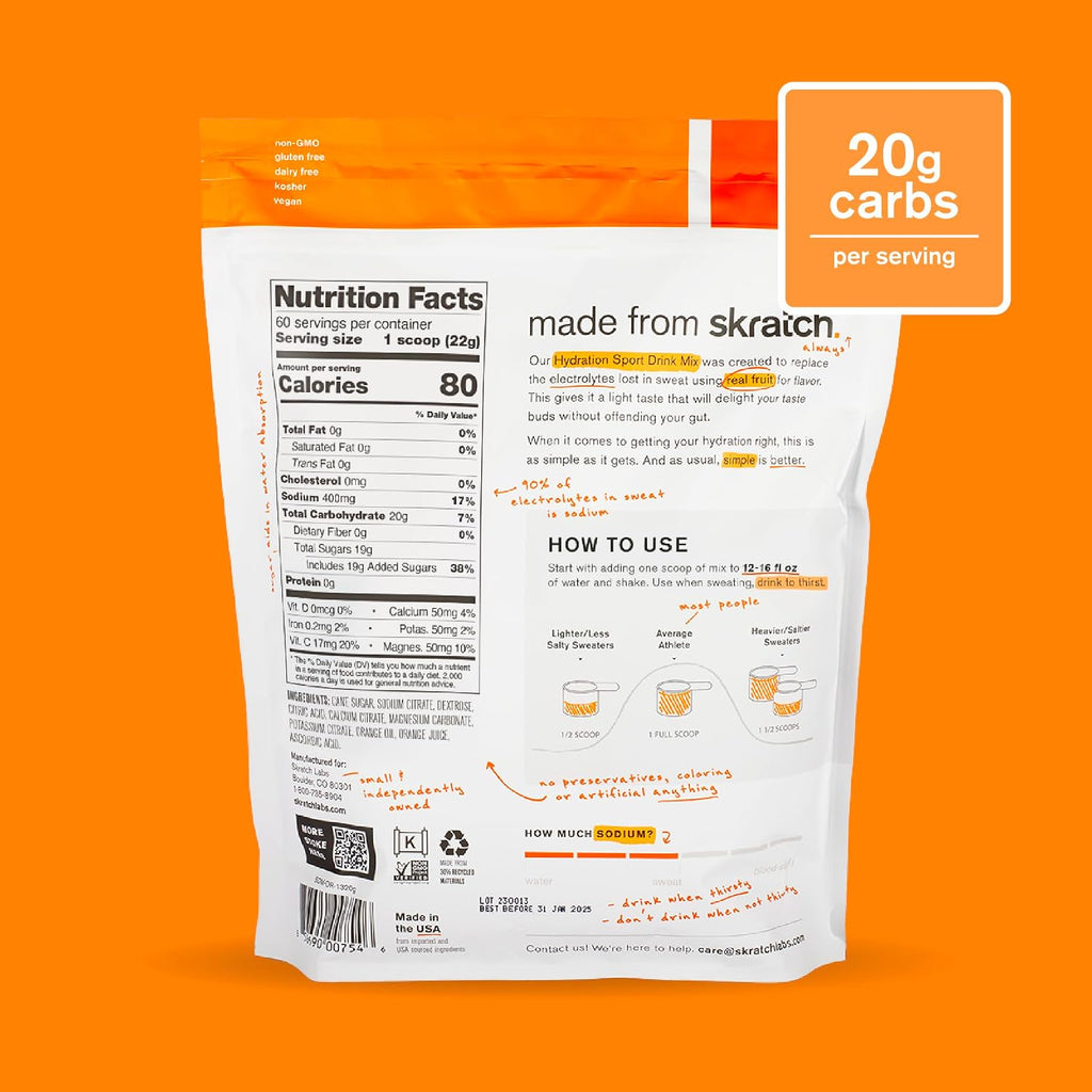 Skratch Labs Hydration Sports Drink Mix, Orange, 60 Servings