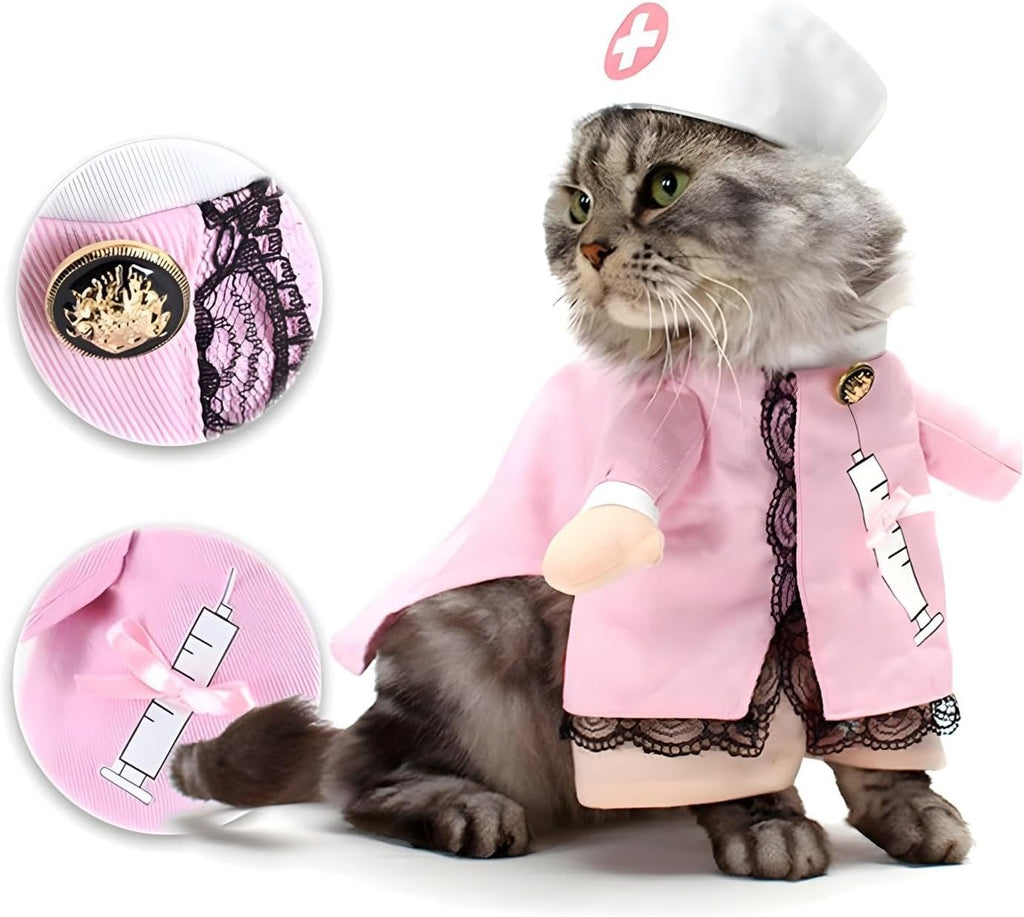 NACOCO Dog Cat Nurse Costume Pet Nurse Clothing Halloween Jeans Outfit Apparel (XS)