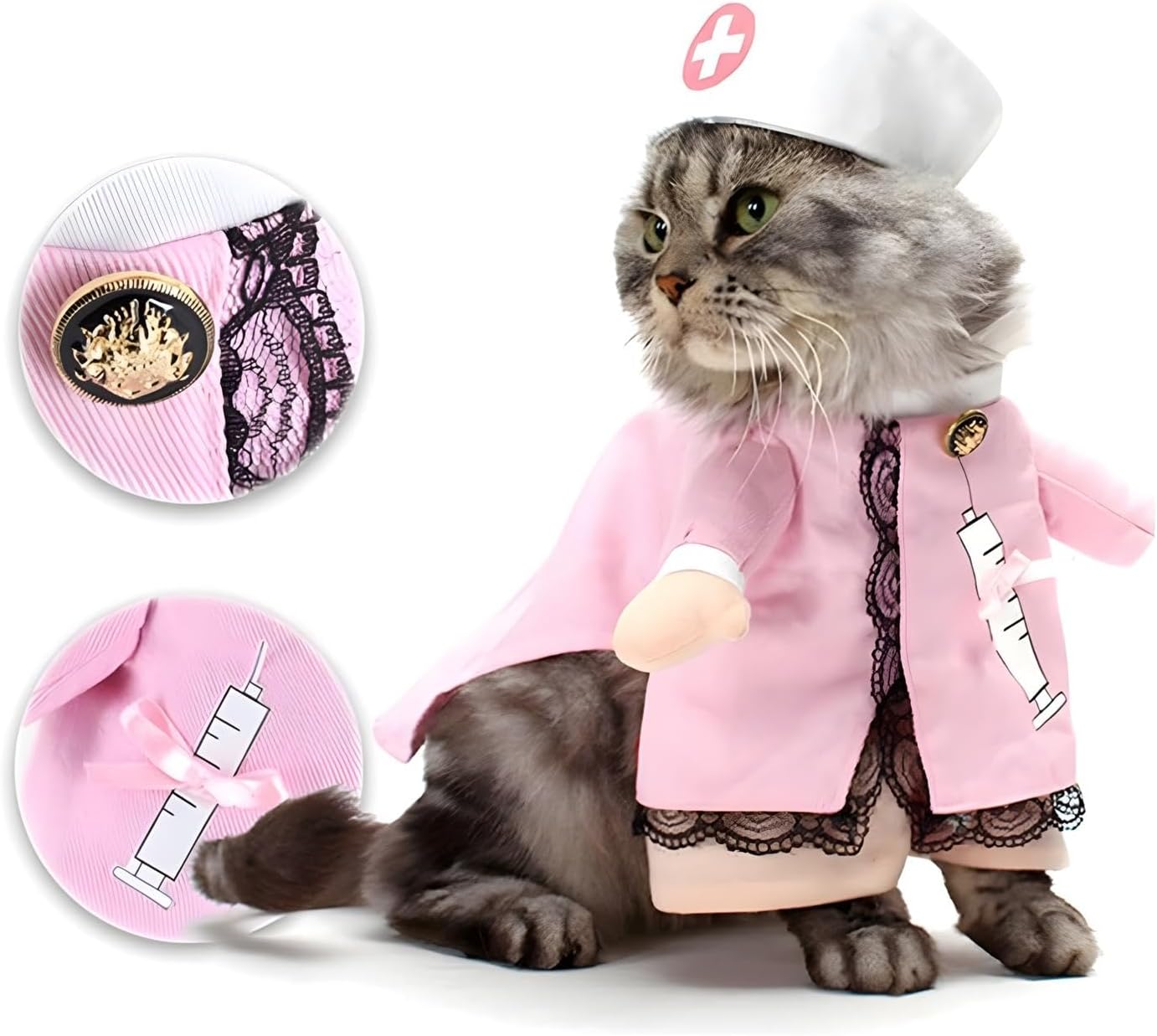 NACOCO Dog Cat Nurse Costume Pet Nurse Clothing Halloween Jeans Outfit Apparel (XS)