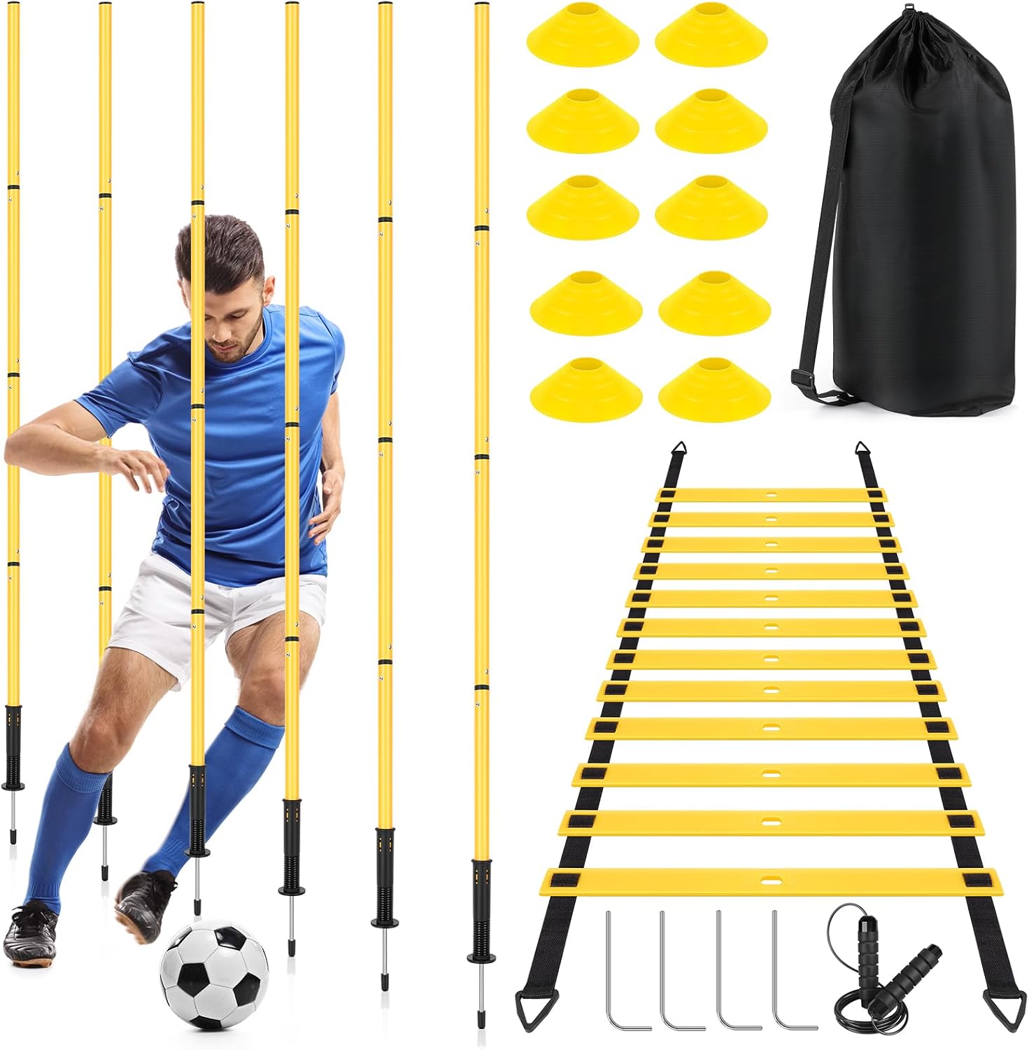 Soccer Training Equipment,Agility Speed Training Set, 20ft Agility Ladder