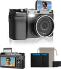 4K Digital Camera for Photography, 64MP Point and Shoot Camera with Dual Screen & 16X Zoom, Retro Vlogging Camera for YouTube, Compact Travel Camera for Beginners, Teens & Kids (32GB Card Included)