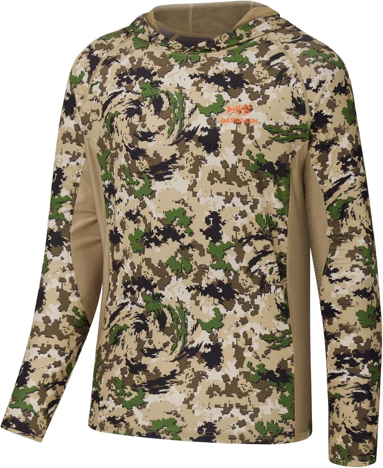 BASSDASH Men's UPF 50+ Lightweight Hunting Camo Hoodie Quick Dry Performance Long Sleeve Fishing Shirt with Hood FS30M
