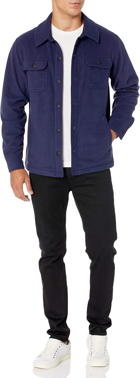 Amazon Essentials Men's Long-Sleeve Polar Fleece Shirt Jacket for Winter, Jackets