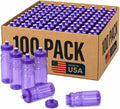 Rolling Sands Reusable Bulk Water Bottles 100 Pack - 24 Oz Sports Water Bottles, USA Made, BPA-Free, Wide Mouth for Easy Cleaning, Break Resistant - Translucent Purple Bottle/Purple Lid