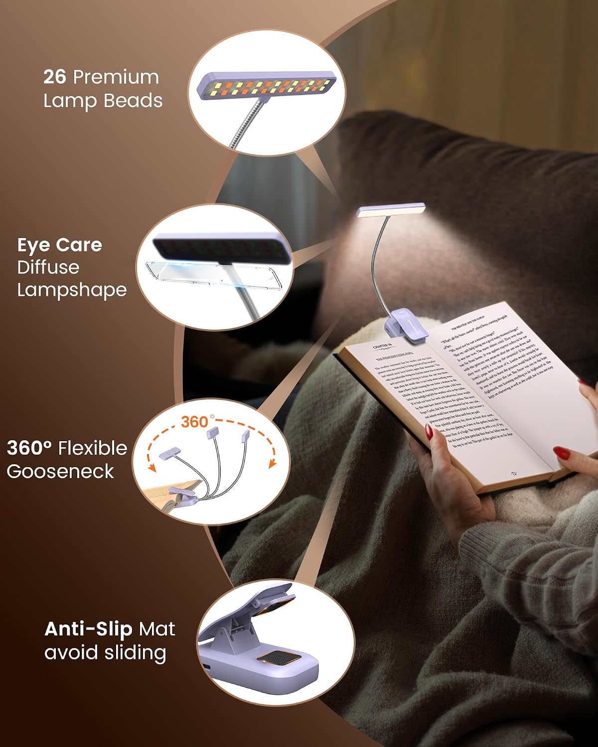Glocusent 26 LED Reading Lights for Books in Bed, Ideal Gifts for Reader