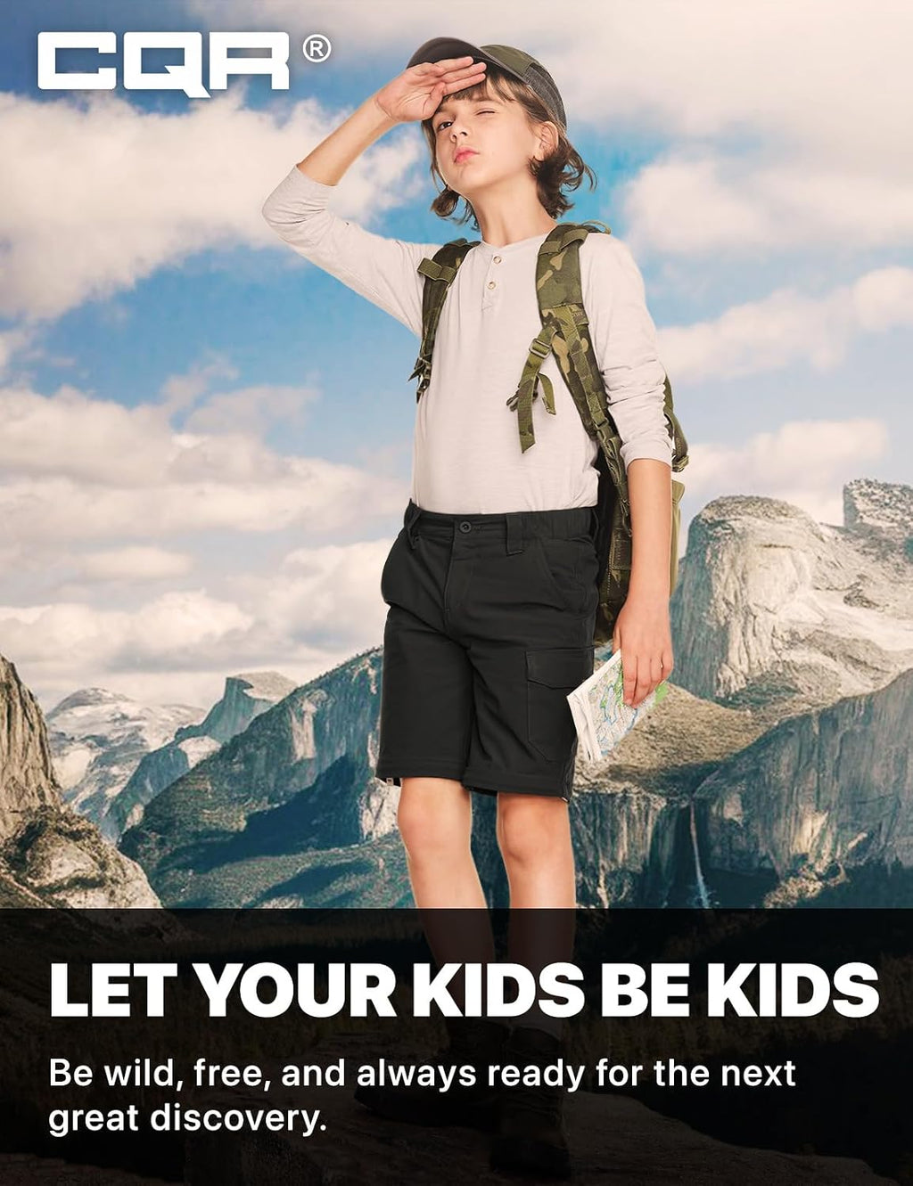 CQR Kids Youth Hiking Cargo Pants, UPF 50+ Quick Dry Convertible Zip Off Pants, Outdoor Camping Pants