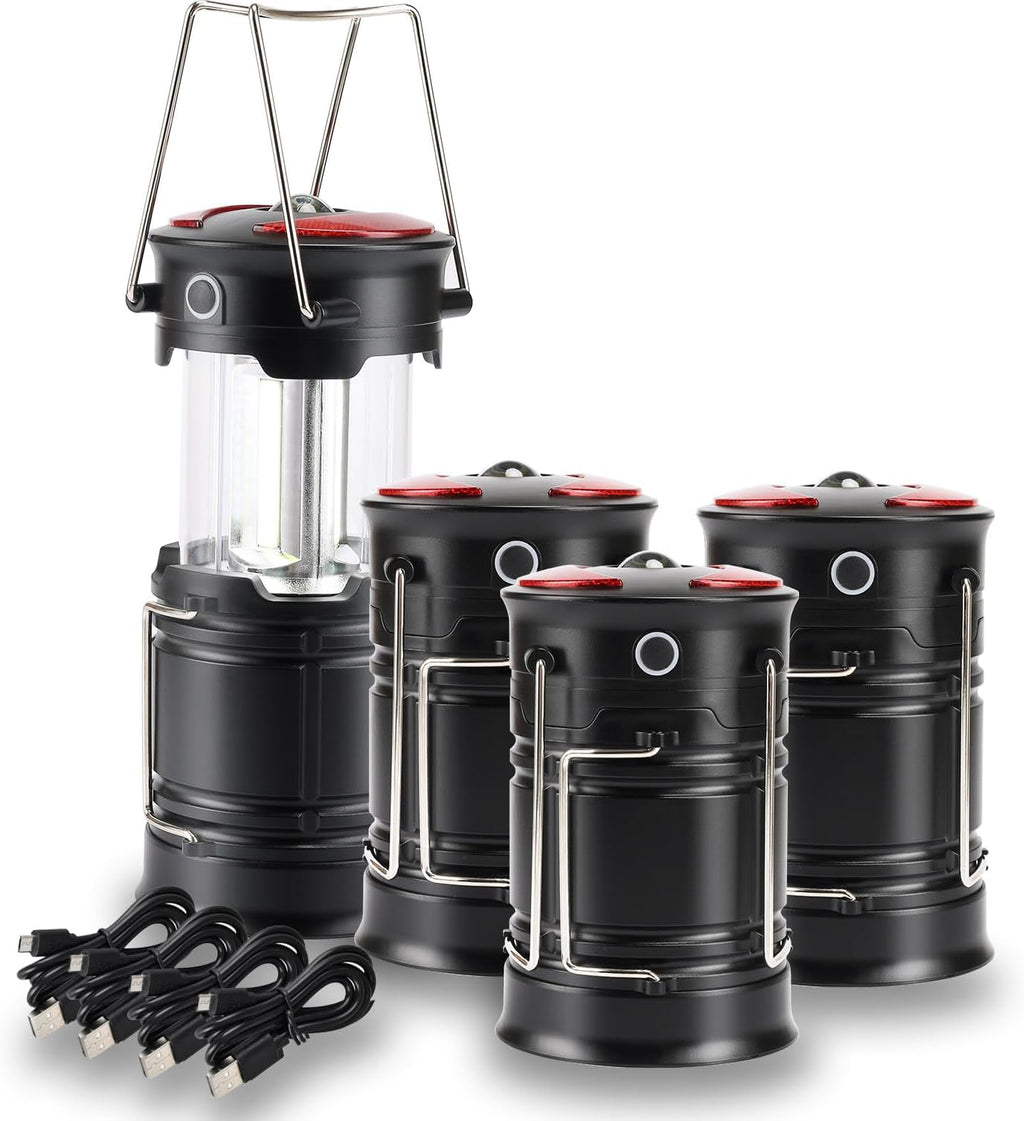Lichamp 4 Pack Camping Lanterns Rechargeable and Battery Powered, E4BK