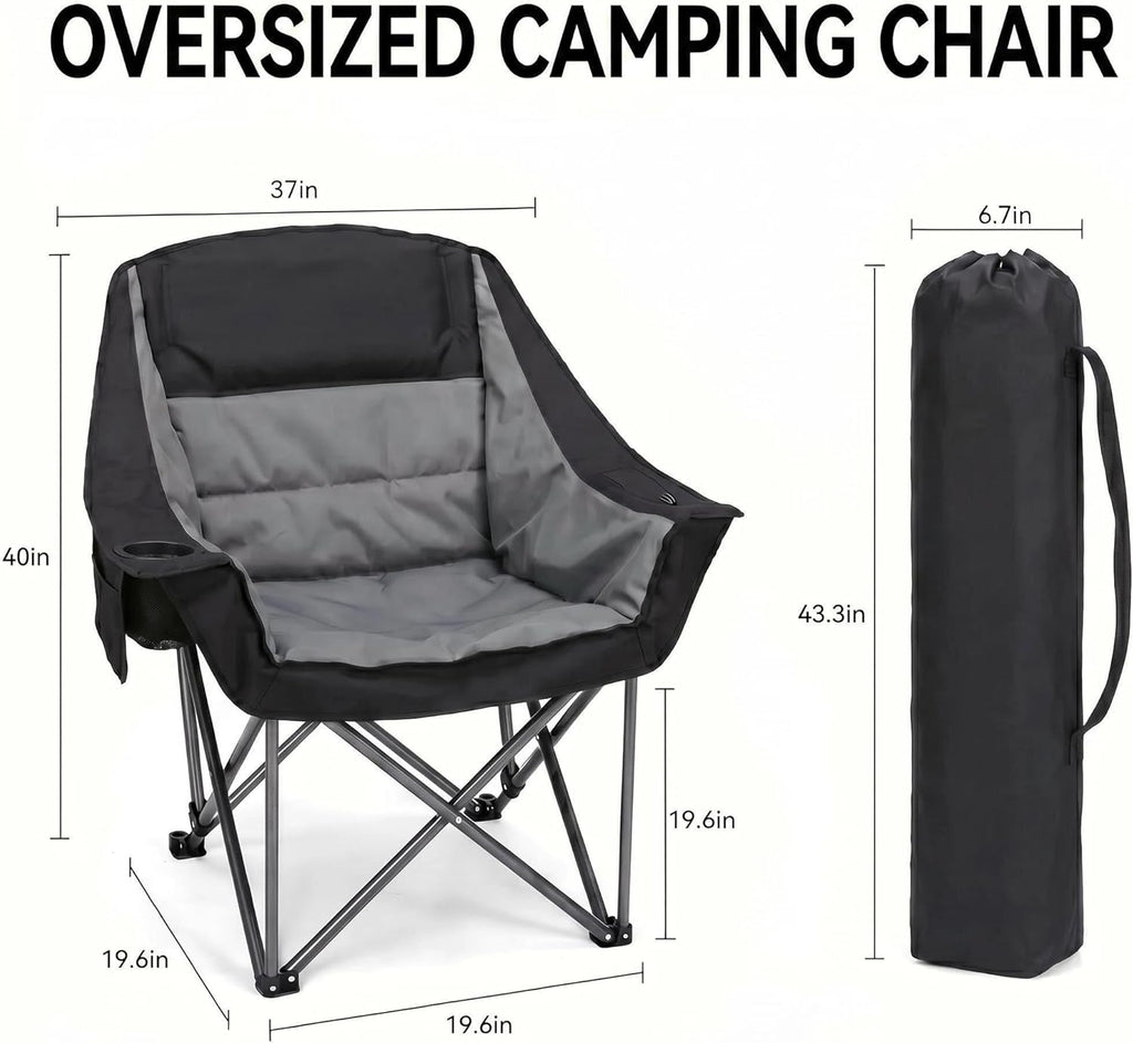 2 Pack Oversized Camping Chair Heavy Duty Padded Lawn chair Support 500 lbs