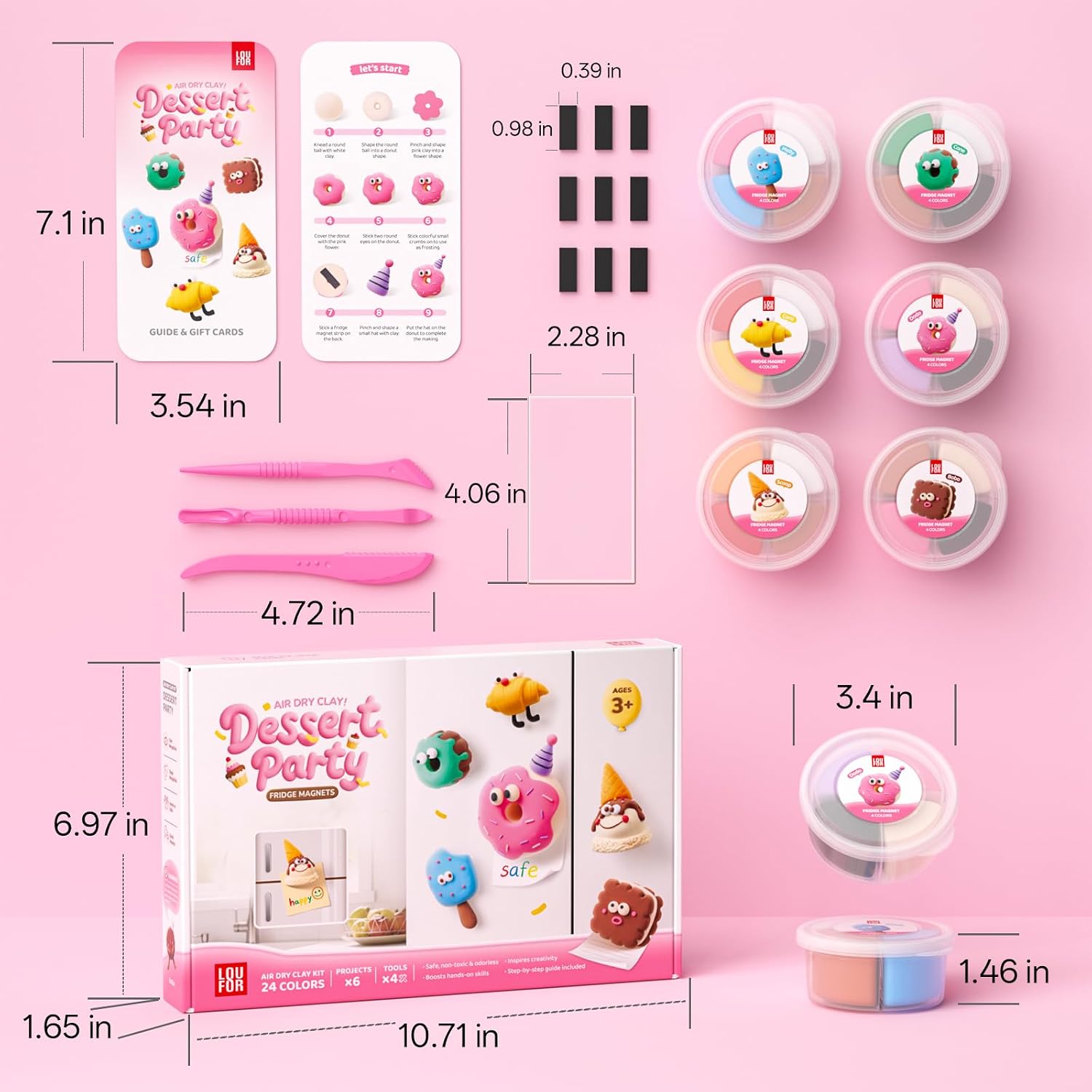 Air Dry Clay Kit for Kids - 6 Boxes Fridge Magnets Craft Set