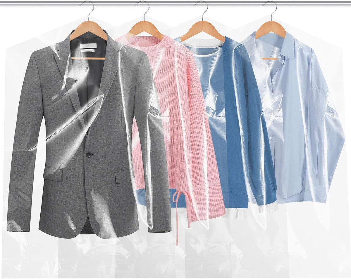 Garment Bags for Hanging Clothes,90 PCS Dry Cleaning Bag,Dry Cleaner Bags Plastic Clear 35.4 Inches, Plastic Cover for Clothes,60x90cm