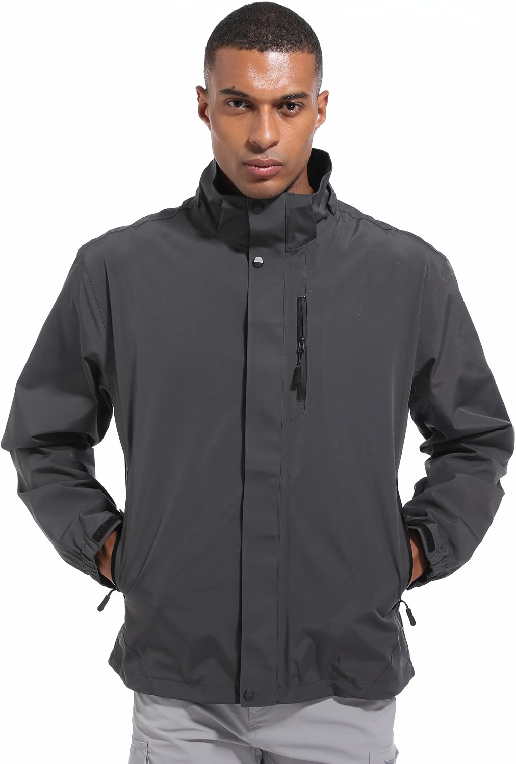 WENRONSTA Men's Lightweight Rain Jacket Waterproof Windbreaker Hooded Raincoat Shell Jacket Outdoor Hiking Fishing Travel