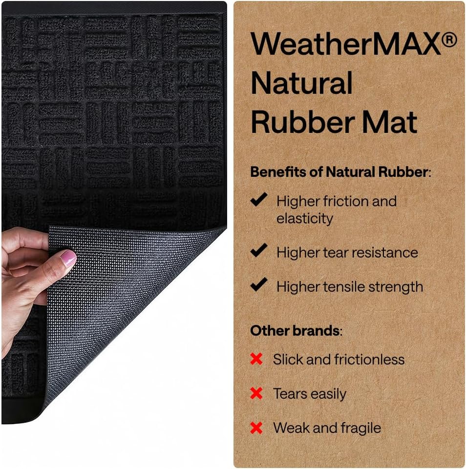 GORILLA GRIP WeatherMAX Door Mat, Indoor Outdoor Use, 29x17, Black Maze