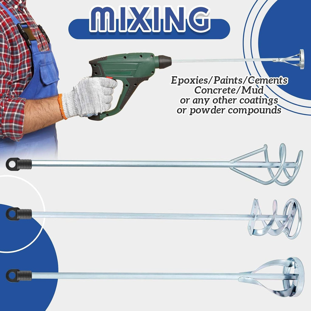 MorningRo 3 Pack Paint Mixer for Drill, Concrete Cement Mixer, White Zinc