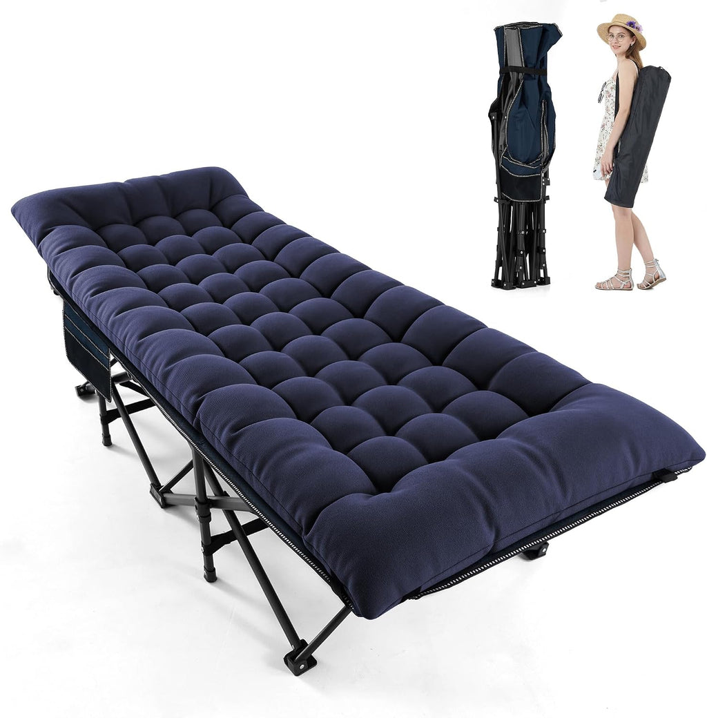 Camping Cot for Adults, Black, 28" Extra Wide