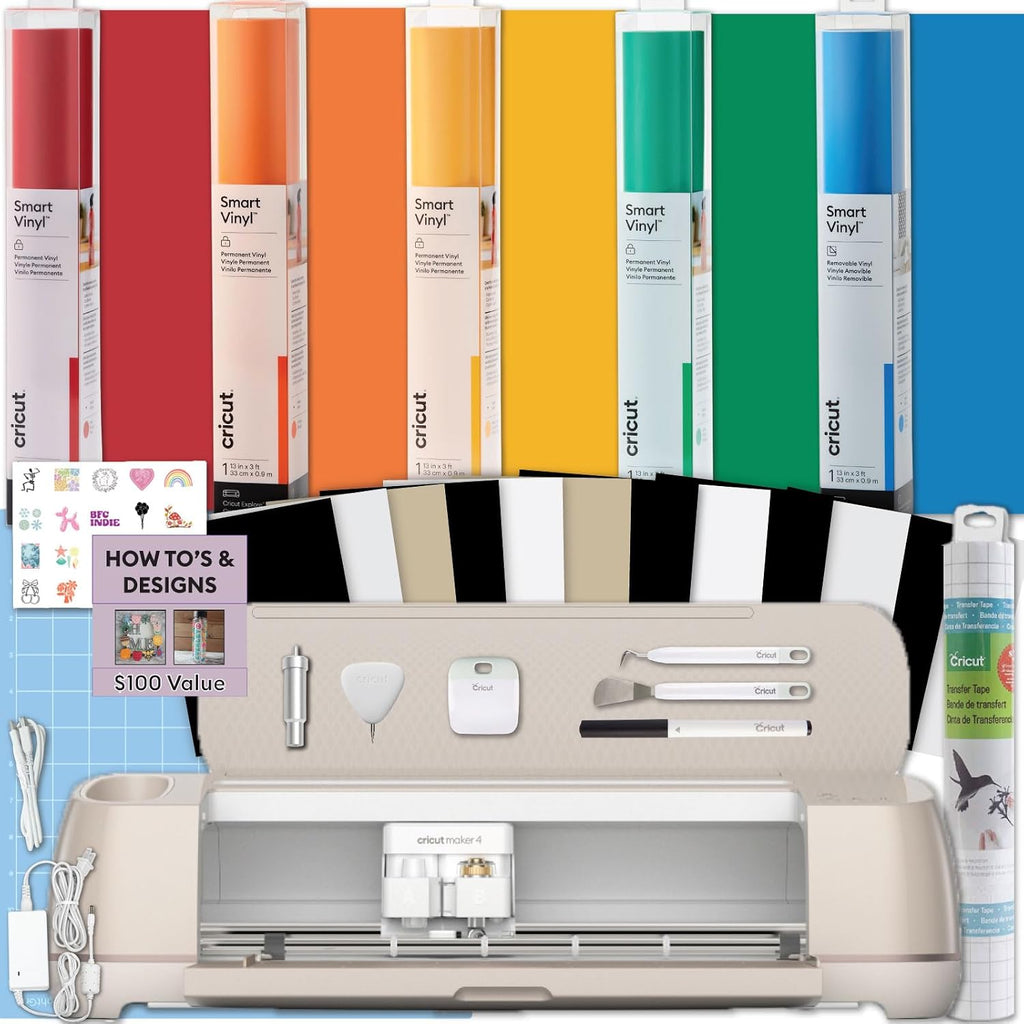 Cricut Maker 4 Starter Kit for Beginners - Smart Cutting Machine with Vinyl & Iron-On (HTV), Tools & Materials for Stickers, Shirts & DIY Crafts