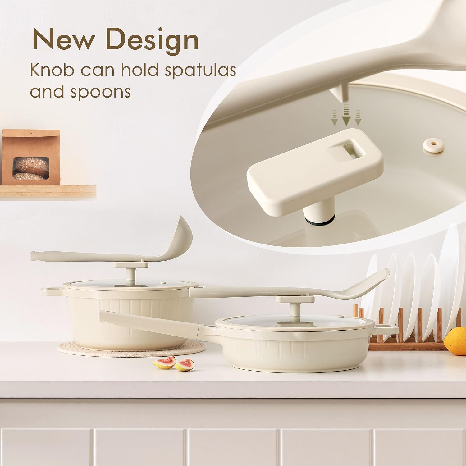 SENSARTE 14Pcs Pots and Pans Set Non Stick, Ceramic Cookware Set Non toxic