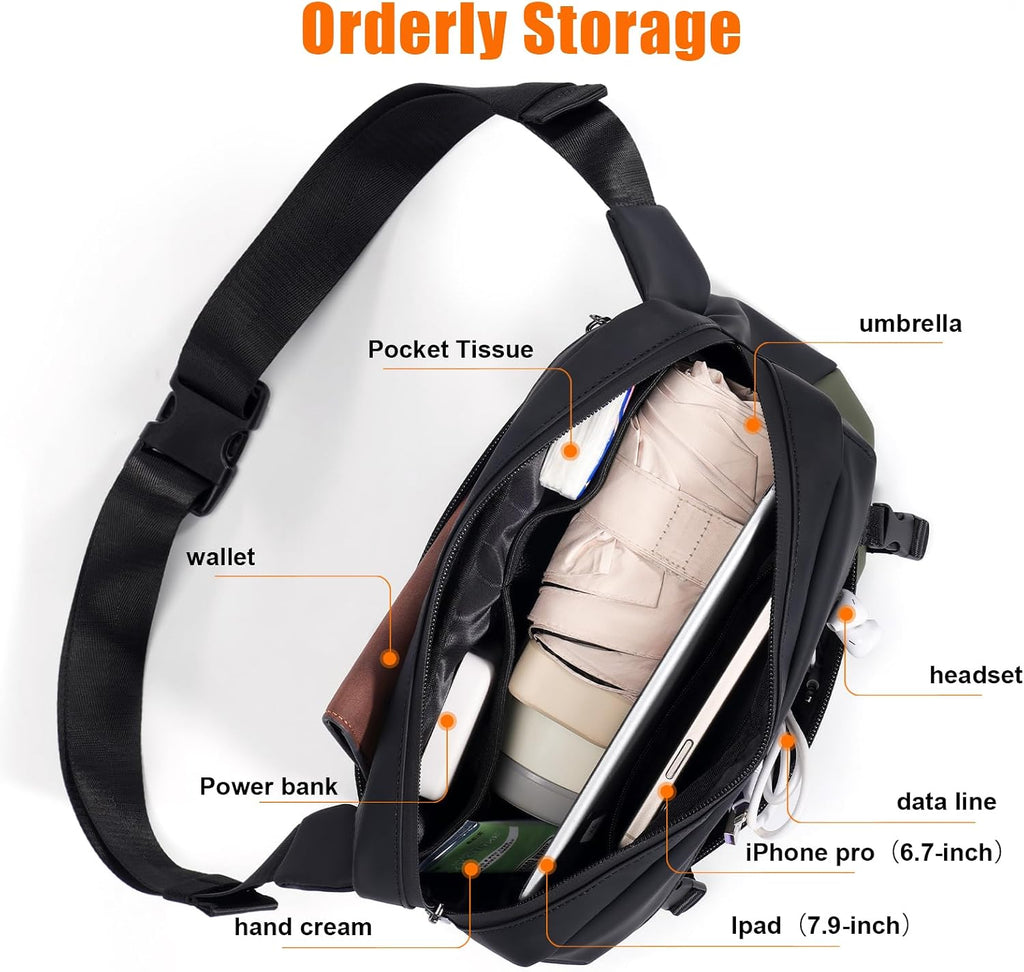 OSOCE Fanny Bag for Men, Waist Bag Water-Resistant, Side Release Buckle, L