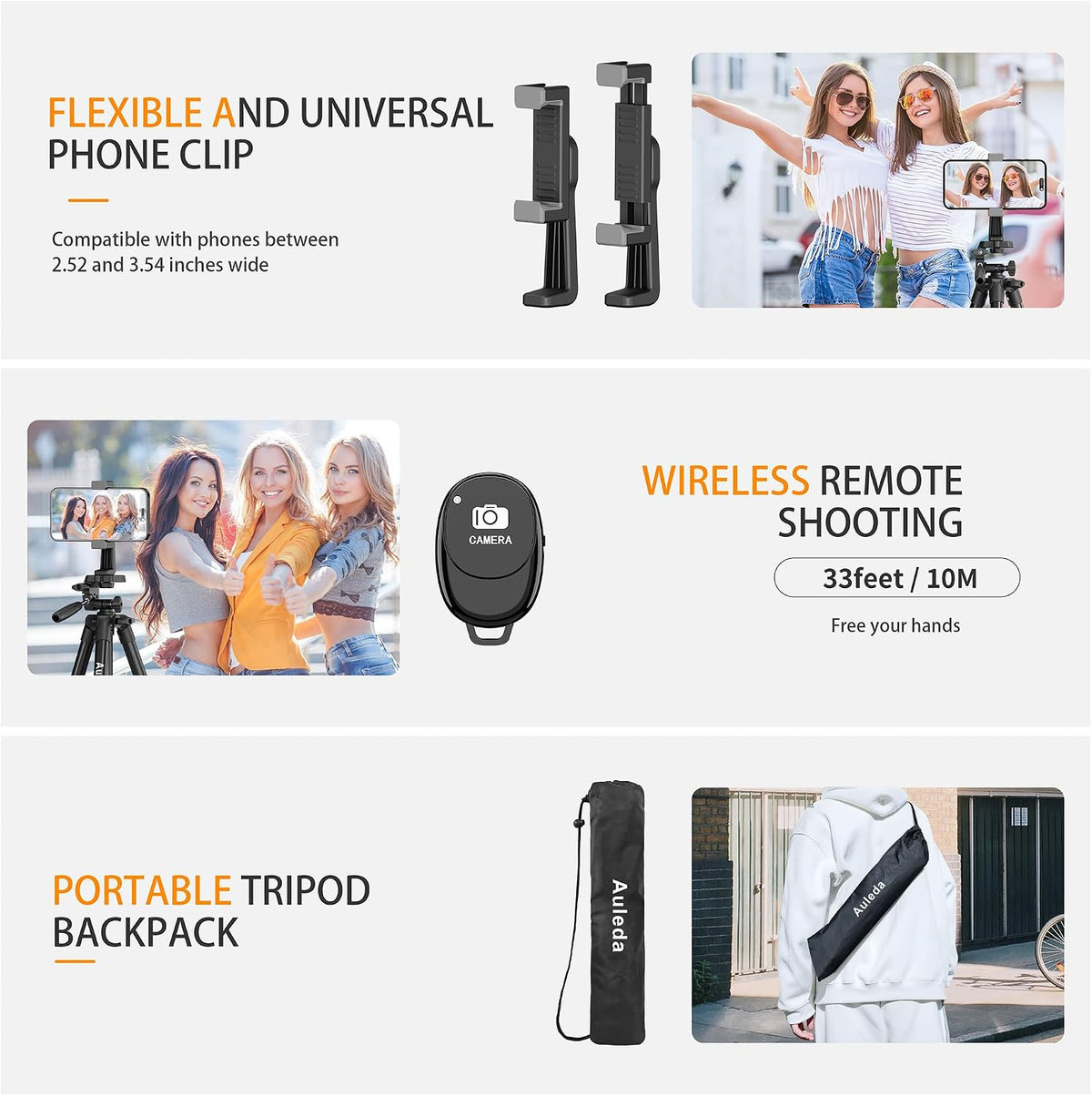 71″ Camera Tripod Aluminum Tall Tripod Stand for Canon Nikon Phone