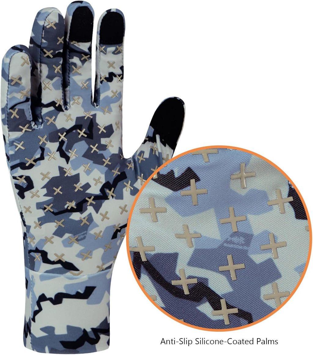 BASSDASH Men’s Camo Hunting Gloves UPF 50+ Lightweight Touchscreen Gloves for Warm Weather Fishing Hiking Outdoor Activities