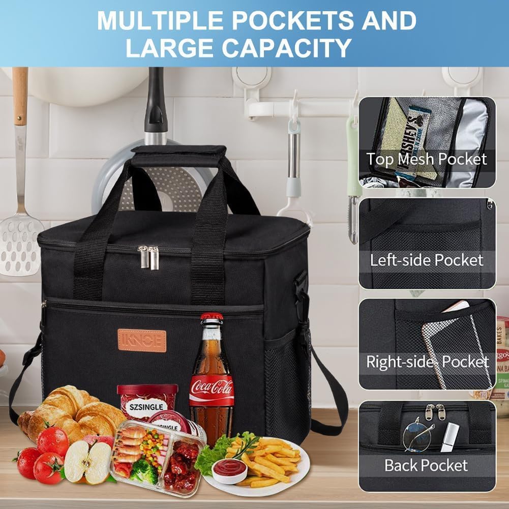 IKNOE 15L 24-Can Insulated Cooler Bag, Leak-Resistant Lunch Tote for Work