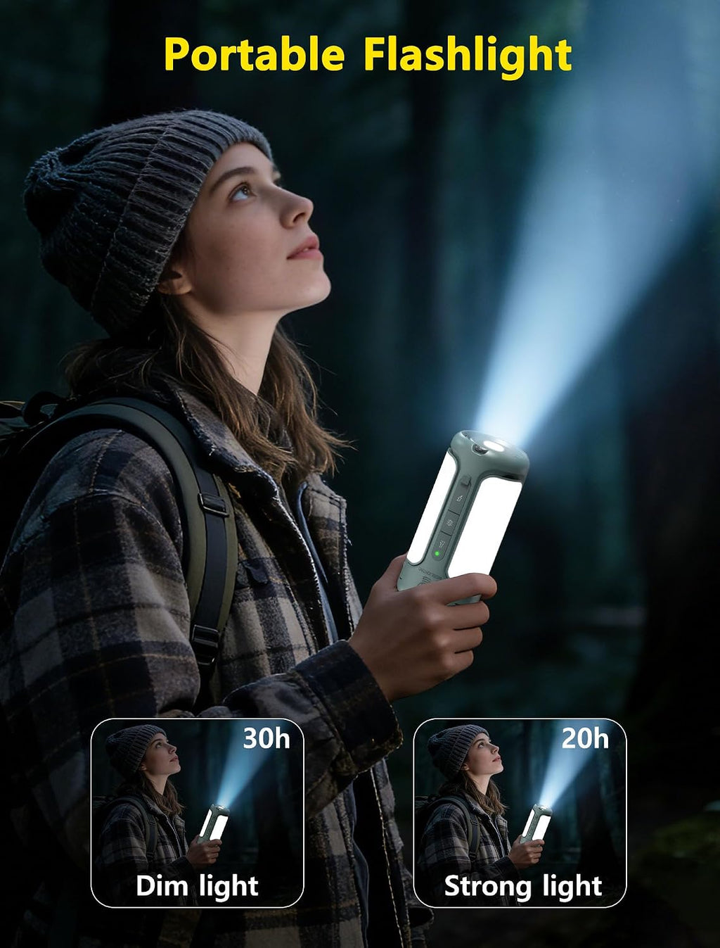 Camping Lantern Rechargeable, 3-in-1 Foldable Tent Light & Flashlight, 1500LM, 10000mAh, IP54 Water Resistant, 1/4" Screw Base, Stepless Dimming, 5 Modes for Camping, Hiking, Power Outages
