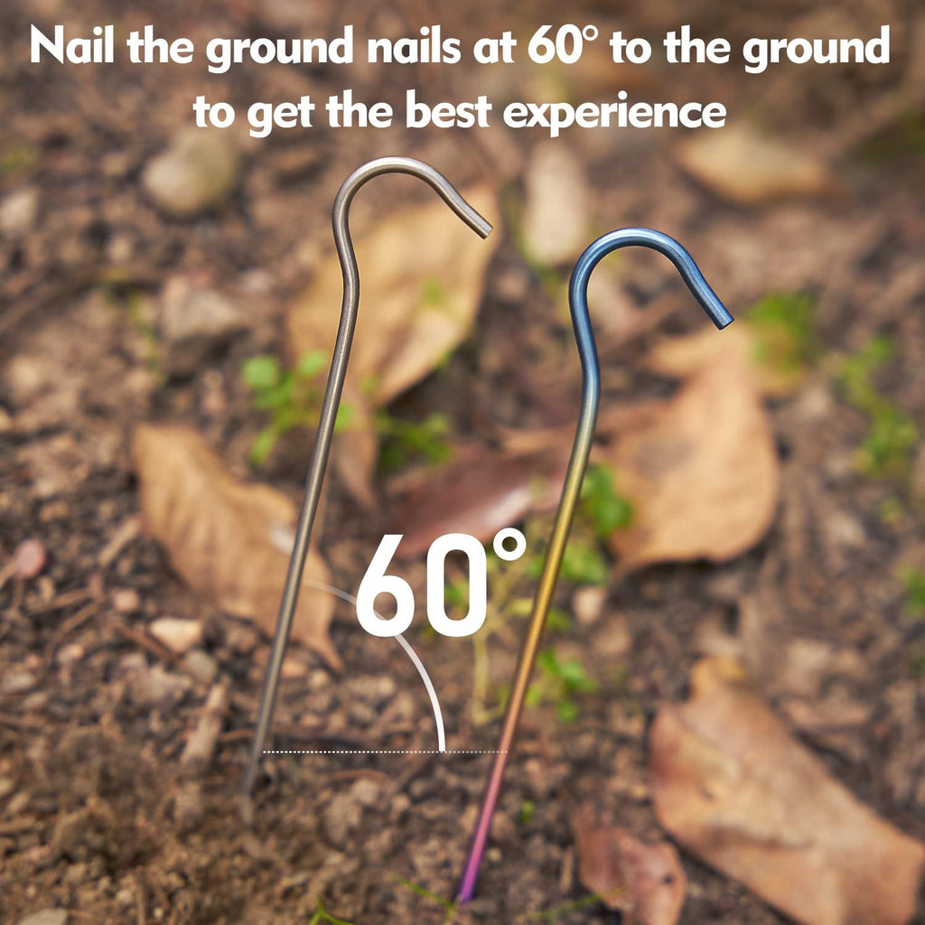 TITO Titanium Shepherd's Hook Tent Stakes Tent pegs Nail pegs Dia 3.0mm and Length 165mm only 6.1G.(Pack of 6) (Silver)