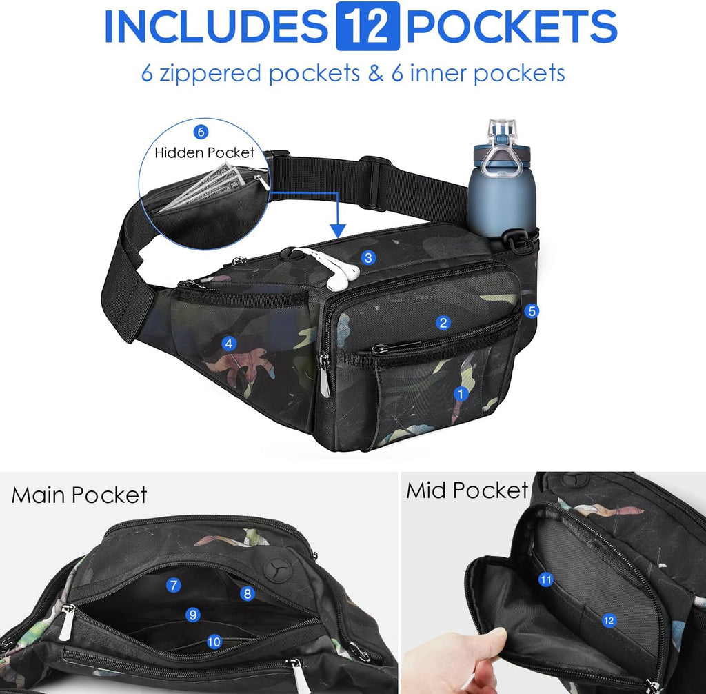 NOOLA Fanny Pack with Water Bottle Holder, Hiking Waist Bag for Men Women