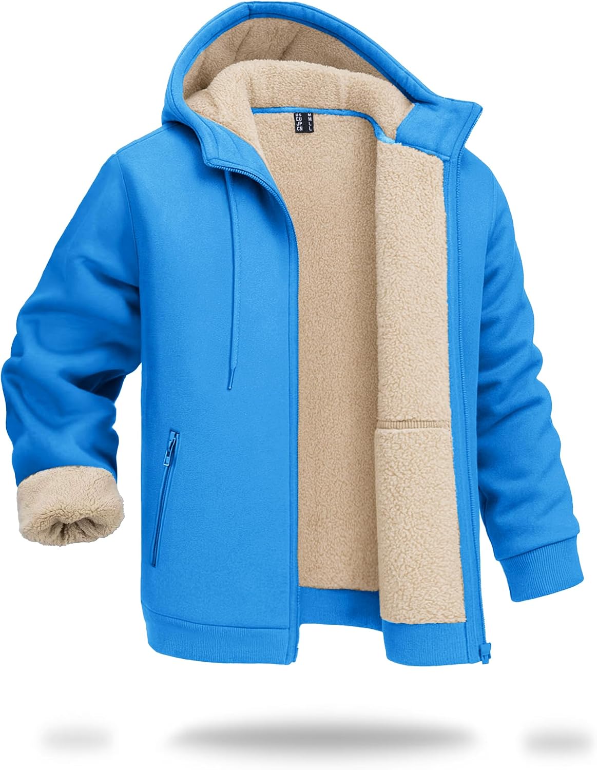 Boladeci Men's Sherpa Fleece Lined Hoodie Zip Up Heavyweight Winter Jacket