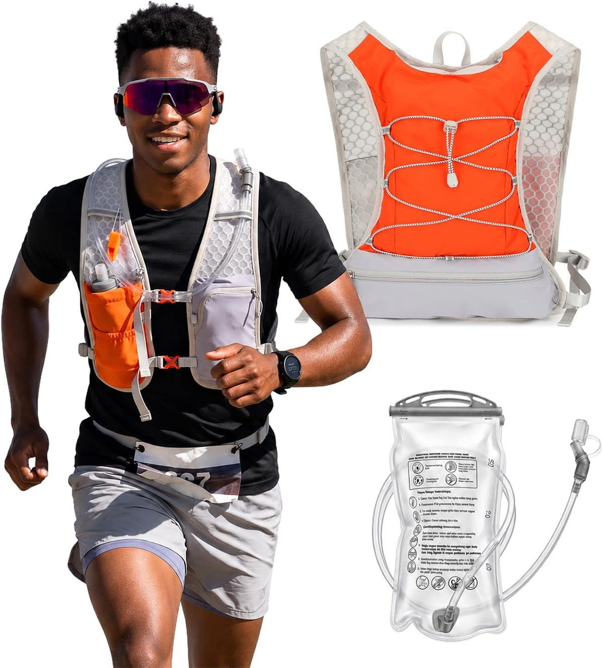 Running Vest with 2L Hydration Bladder Lightweight Pack