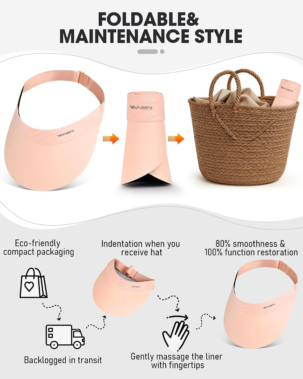 YANIKY Sun Visor Hat for Women,UPF50+ Seamless Sun Hats Men Women Lightweight Sports Cap Stretchy Ponytail Hat for Outdoor