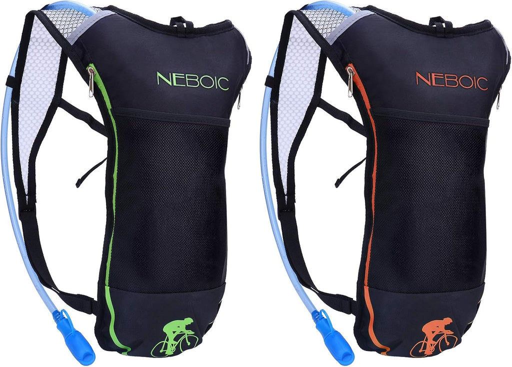 Neboic 2Pack Hydration Backpack Pack with 2L Hydration Bladder - Lightweight Water Backpack Keeps Water Cool up to 4 Hours with Big Storage for Kids Women Men Hiking Cycling Camping Music Festival