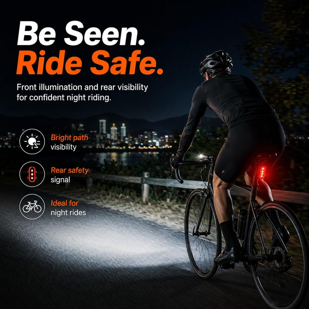 Front & Rear Bike Light Kit, IPX6 Waterproof Rechargeable Bicycle Light