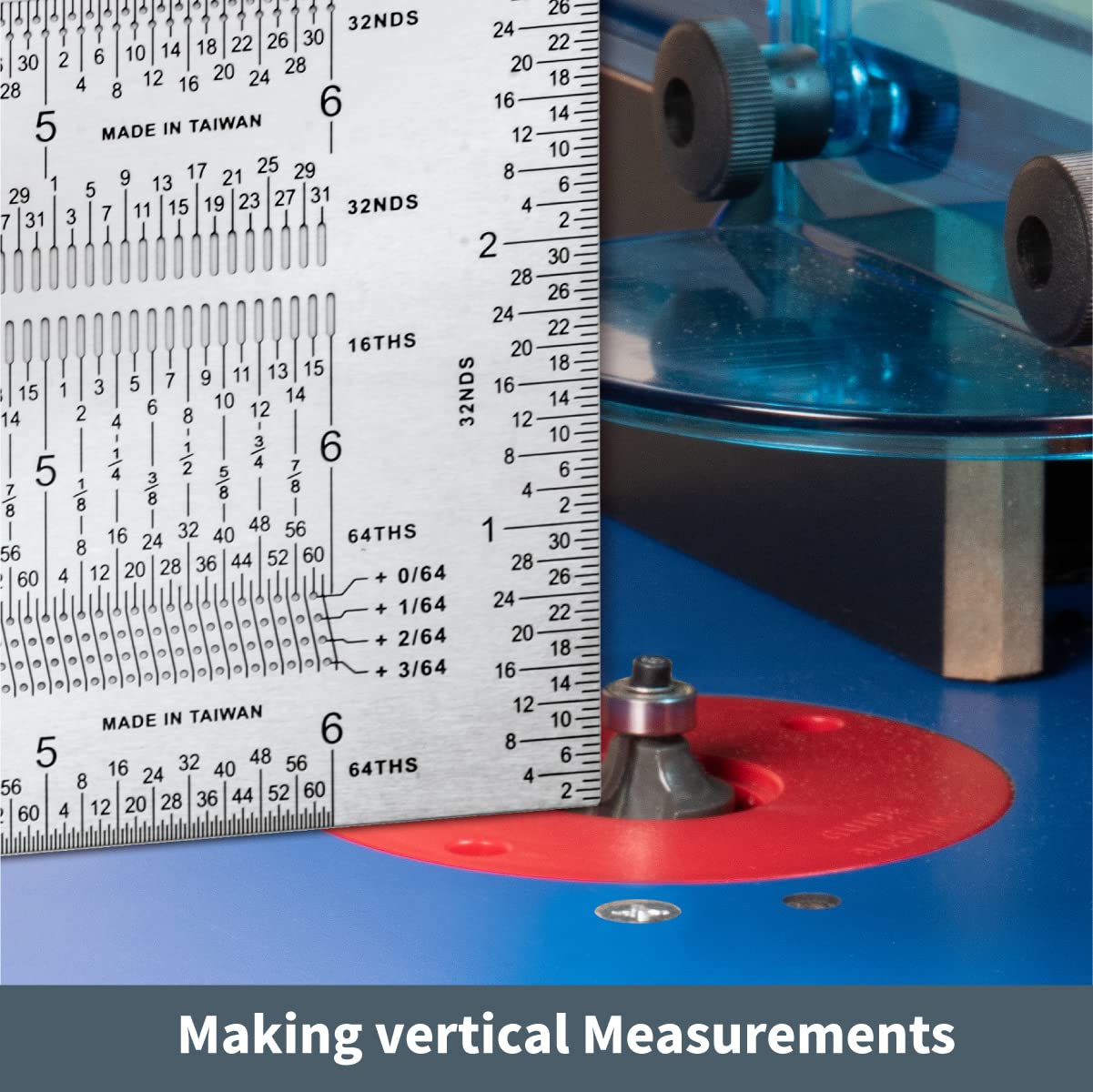 POWERTEC 6'' & 12'' Stainless Steel Precision Marking T-Square, T Rule w/Pencil for Measuring, Scribing, Setting Up Bits Height, Woodworking & Crafting Marking Tools for Drill Press,Table Saw 80032