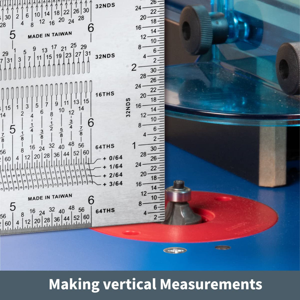 POWERTEC 80025 12 Inch Precision Marking T Rule, Stainless Steel Woodworking T Square Ruler for Marking, Measuring, Scribing Tool