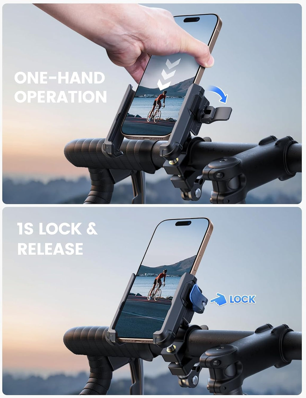 Lamicall Motorcycle Bike Phone Mount, 1s Lock Bike Phone Holder