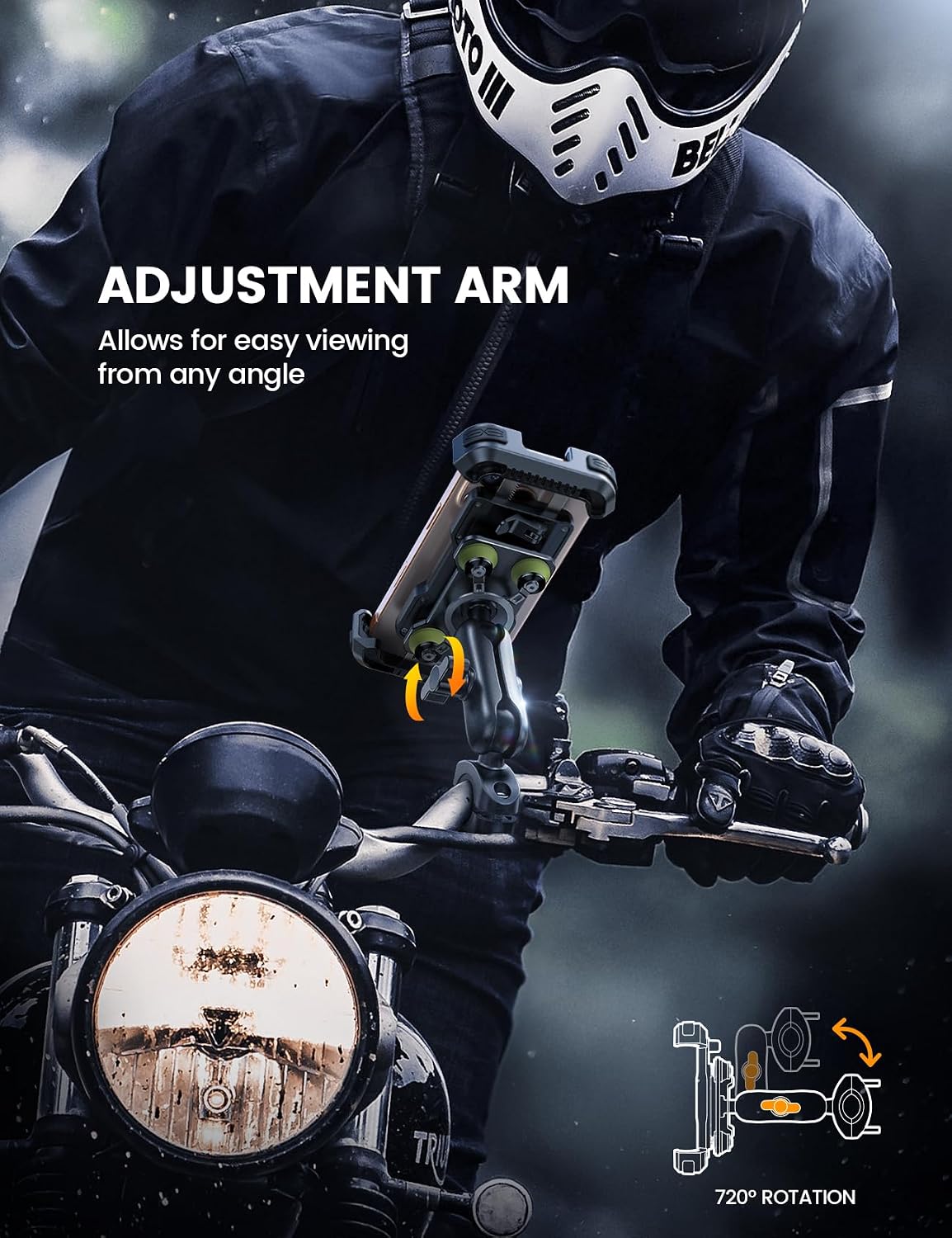 Lamicall Motorcycle Phone Mount Holder with Dual Vibration Dampener