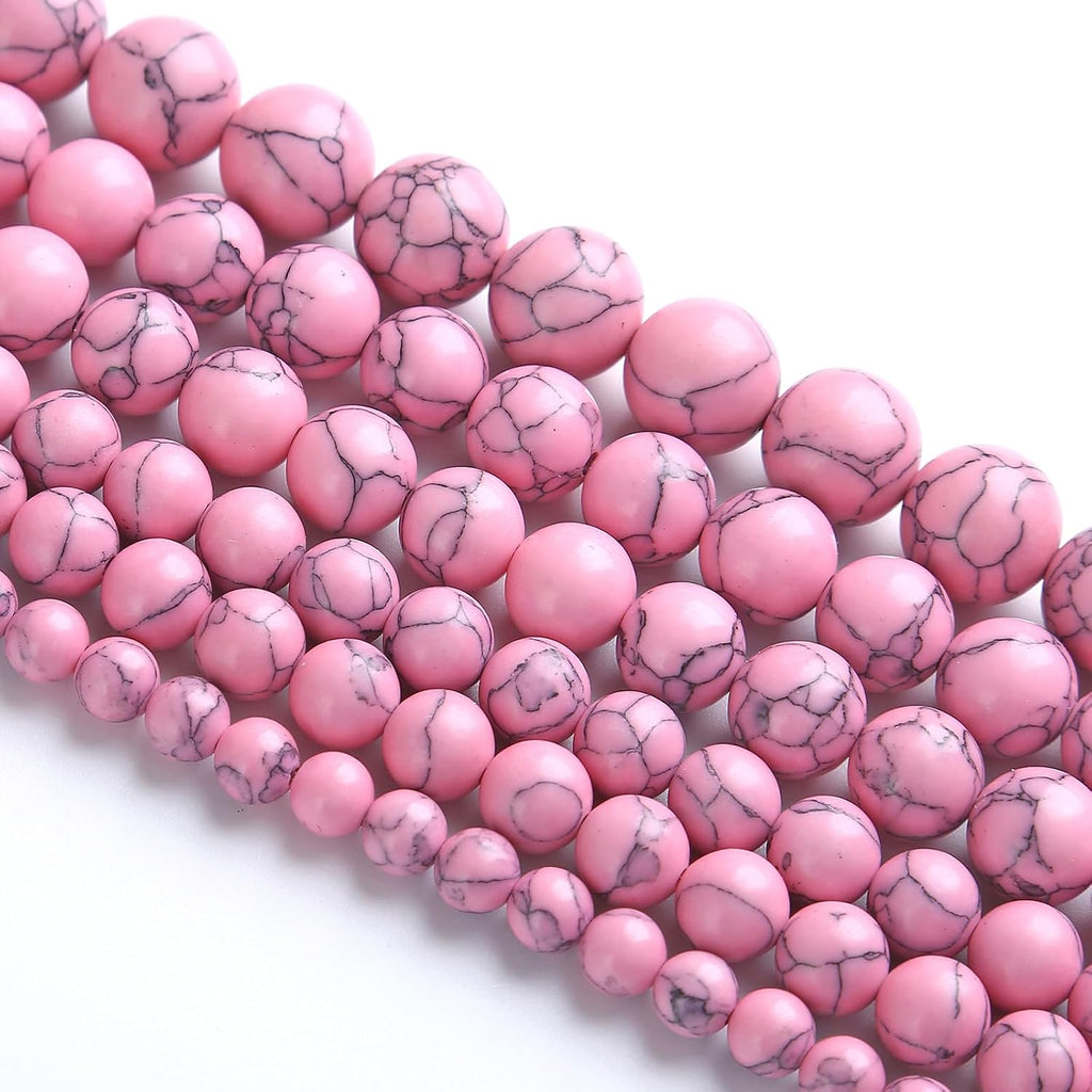 90PCS 8MM Pink Turquoise Spacer 2 Strands Loose Beads for Jewelry Making DIY Bracelet Necklace