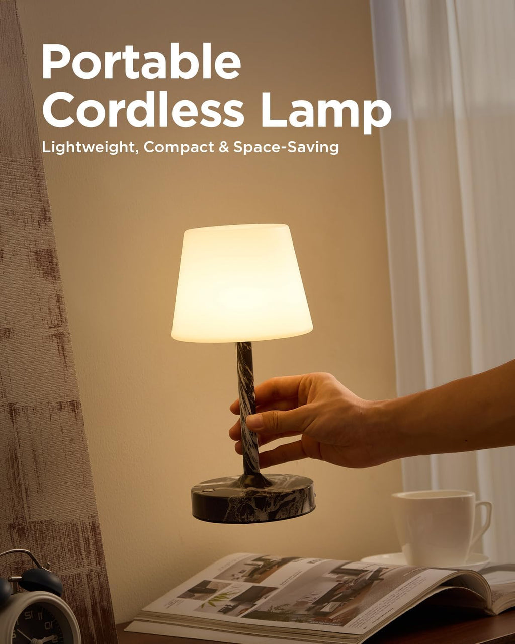 IP65 Waterproof Rechargeable Shower Lamp, Cordless Bathroom Touch Lamps