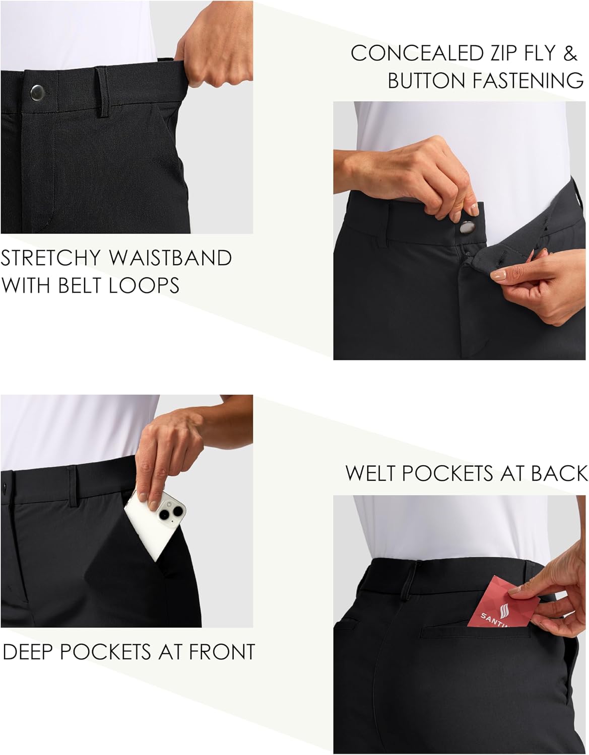 SANTINY Women's 5" Golf Shorts with Pockets Quick Dry Work Hiking Shorts