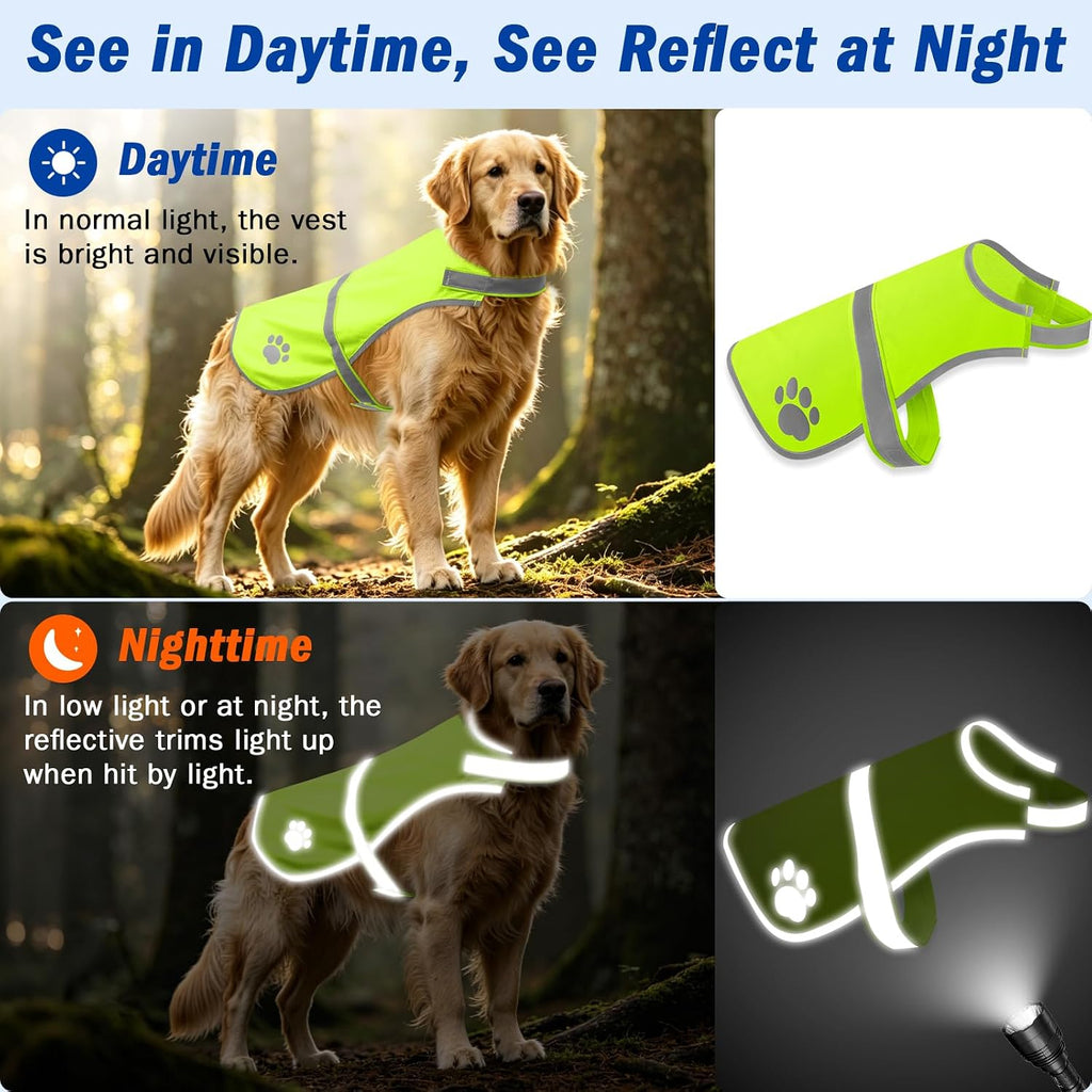 Mayerzon Yellow Dog Reflective Vest, High Visibility for Hunting