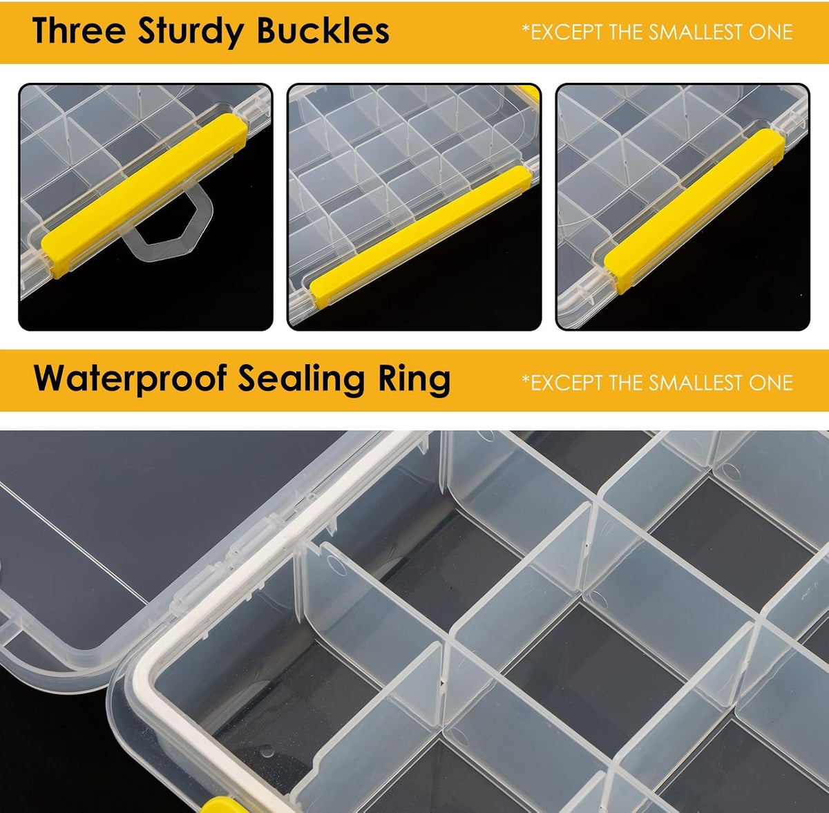 DOWELL Tackle Boxes, Plastic Tackle Storage Box Set, 4 Assorted Sizes with Removable Dividers, Fishing Tackle & Parts Organizer (4 Packs Trays)